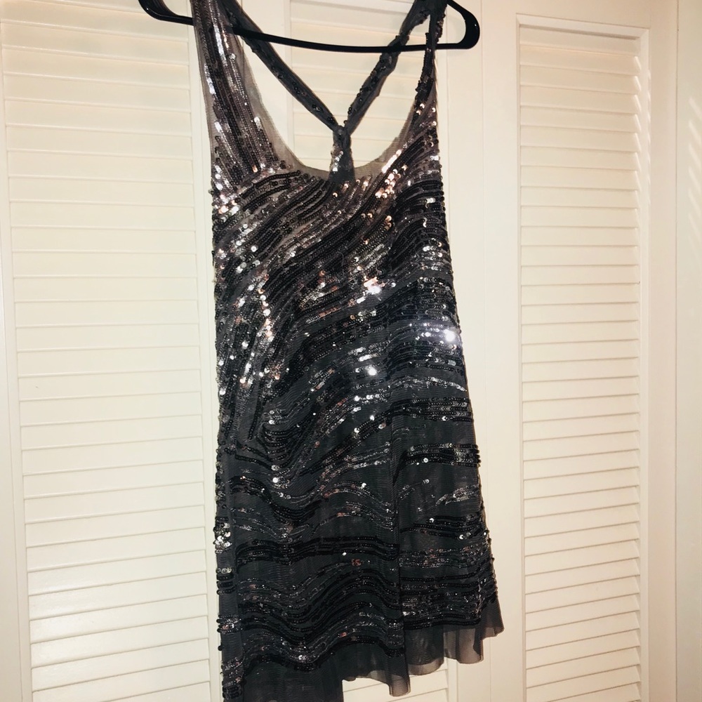Gray sequin tank top